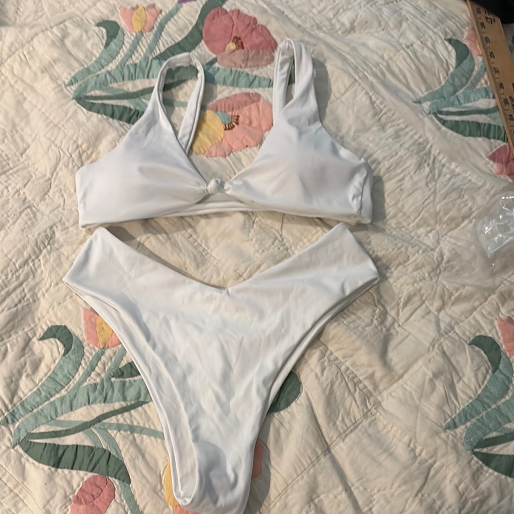 White Bikini Set size M thick lined supportive fabric NEW # 81